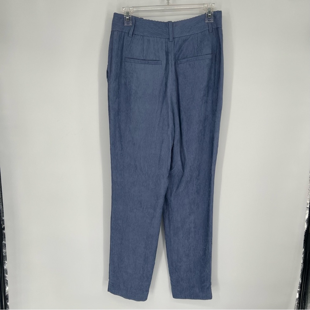 Reiss Thea Tapered Pleated Corduroy Blue Trousers Straight Leg Pants - Picture 5 of 14
